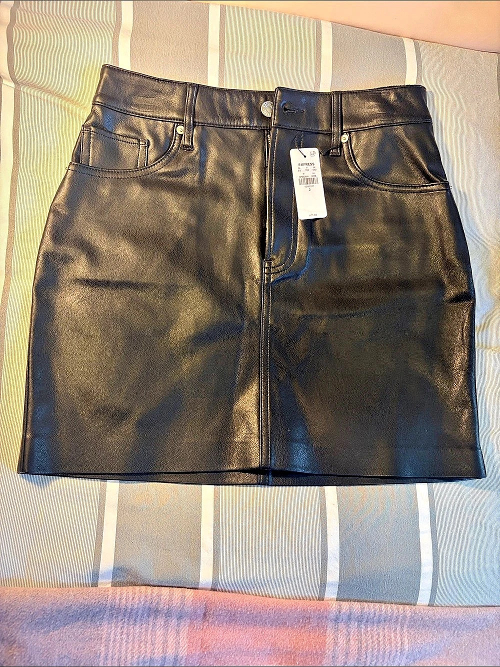 Express Super High Waisted Faux Leather Mini Skort Size 2 NWT
